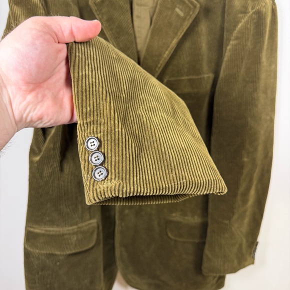 SOLD — Vintage Polo Ralph Lauren XL Olive Corduroy Blazer Coat Academia 90s - Picture 3 of 9